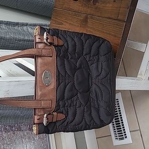 Fossil black quilted tote